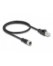 Delock M12 Adapterkabel D-kodiert 4 Pin Buchse zu RJ45 Stecker 50 cm Netzwerk 0,5 m 4-polig (60072)