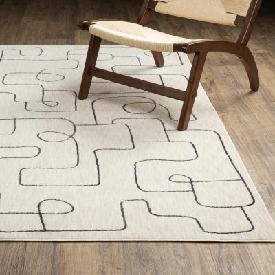 ROW Hunter Abstract Lines Beige/ Black Area Rug