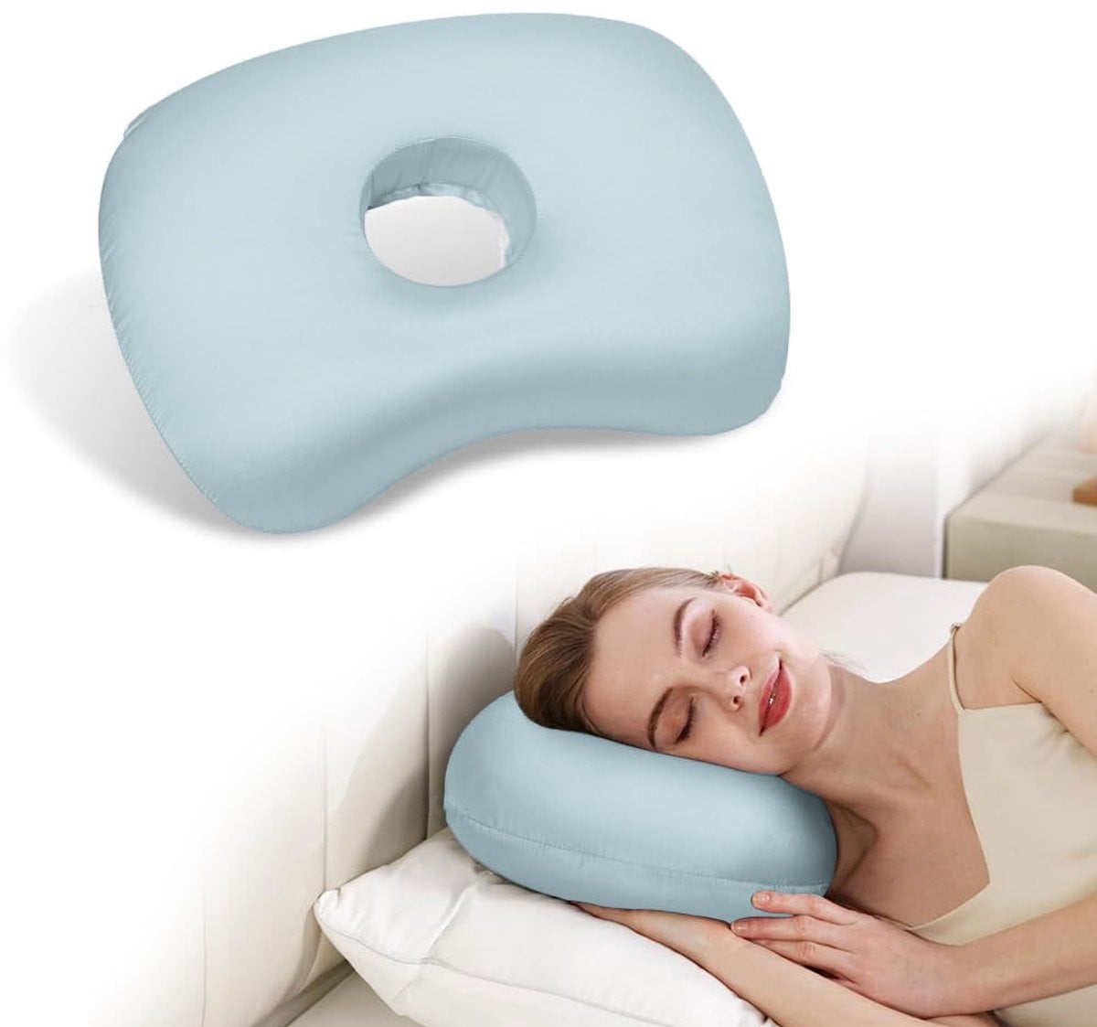 Orthopedisch Donut Oorkussen voor Zijslapers - Blauw