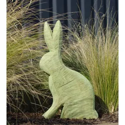 Bunte Hasenfigur Pappelholz sägerau - Einzigartiges Deko-Element für Ostern grün...