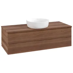 Villeroy und Boch Antao Waschtisch-Unterschrank L21112HM mit Beleuchtung mit Struktur, 120x36x50cm, Waschbeckenplattenfarbe warm walnut, warm walnut