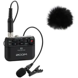 Zoom F2 Field-Recorder mit Fell-Windschutz (Handheld), Audiorecorder, Schwarz