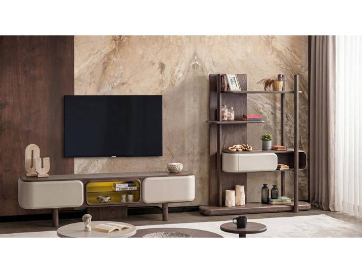 Xlmoebel Lowboard Elegante Wohnwand mit TV-Lowboard und Regal für modernes Wohnen, Made in Europa