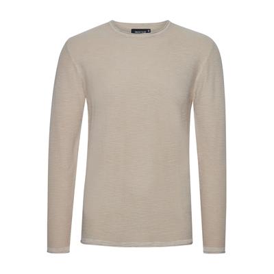 Strickfleece-Pullover INDICODE "Strickpullover IDKarpo", Herren, Gr. L, beige (fog), Obermaterial: 100% Baumwolle CO., Pullover