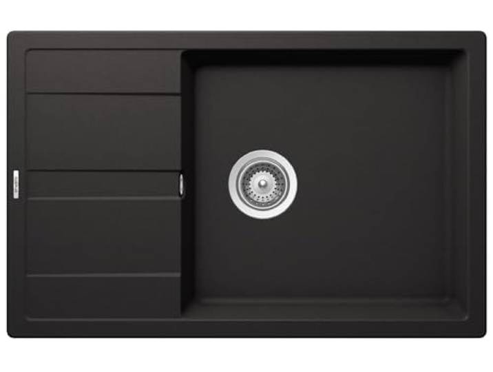 SCHOCK Küchenspüle Manhattan D-100LS in Nero I Granitspüle mit Abtropffläche I Einbauspüle für 60 cm Unterschrank I robuste kratzfeste Cristalite Plus Spüle I Spüle mit Excenterbedienung