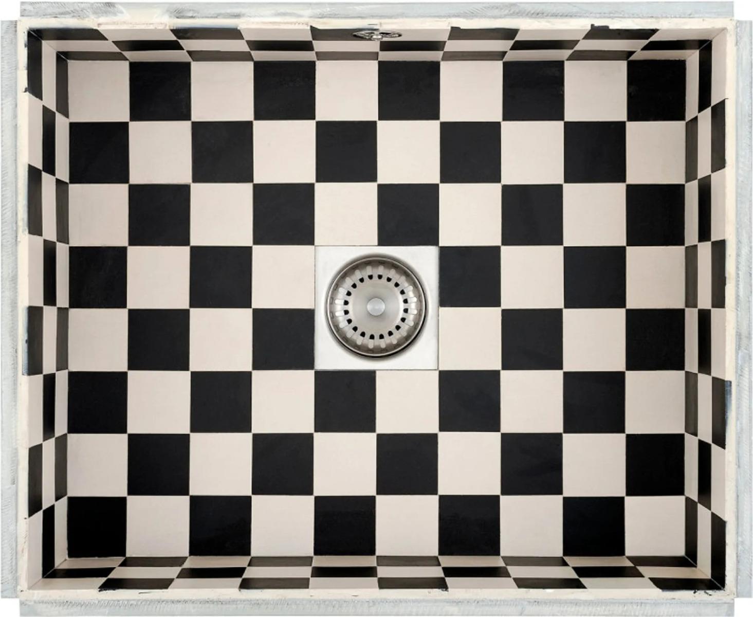 CARESSI CATO5040 Edelstahl Spüle mit Fliesen, weiß/schwarz / ab 60 cm Schrankbreite / Unterbauspüle