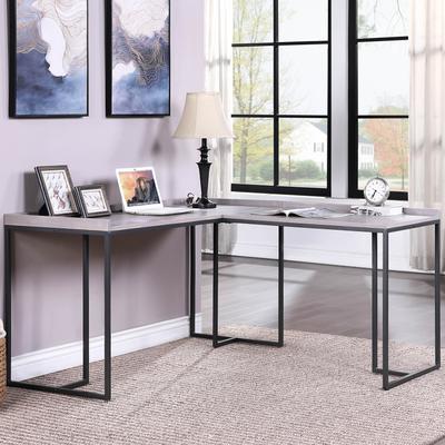 Furniture of America Magnus Industrial 59-inch Metal L-Shape Computer Desk with USB