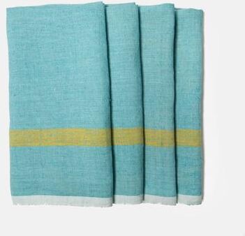 Couleur Nature Caravan Laundered Linen Napkins - Set of 4 - Aqua/Lime