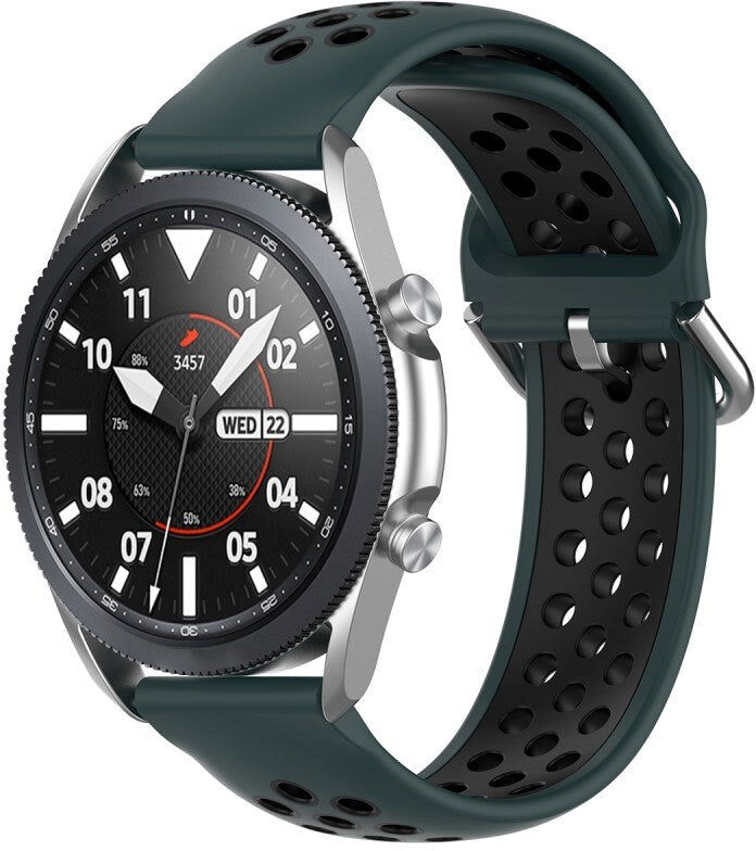 INCOVER Universal Smartwatch To-Farvet Silikone Rem (22mm) - Sort / Mørkegrøn