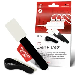 LTC Klettkabelbinderlabel Set wiederverwendbar, schwarz,10er