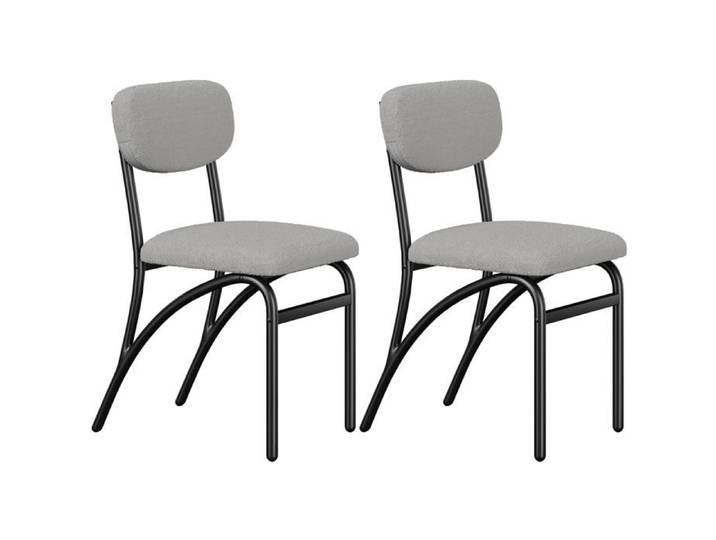 Lot 2 chaises salle manger gris tissu courbure U mid-century cuisine
