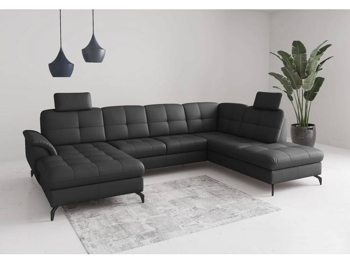 Wohnlandschaft SIT & MORE Zora , schwarz, T:212cm, Sofas, Wohnlandschaft