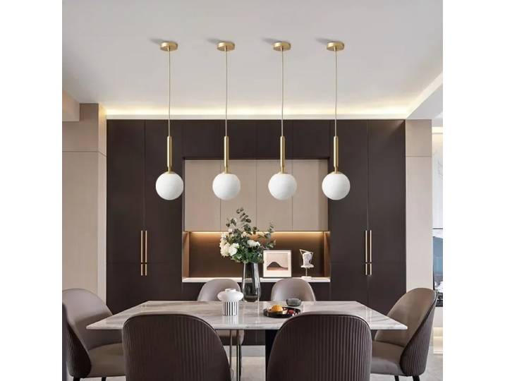 Luminaires suspendus LED modernes de luxe nordiques en laiton noir, boules de fer forgé créatives pour chambre à coucher, décoration intérieure, lustre