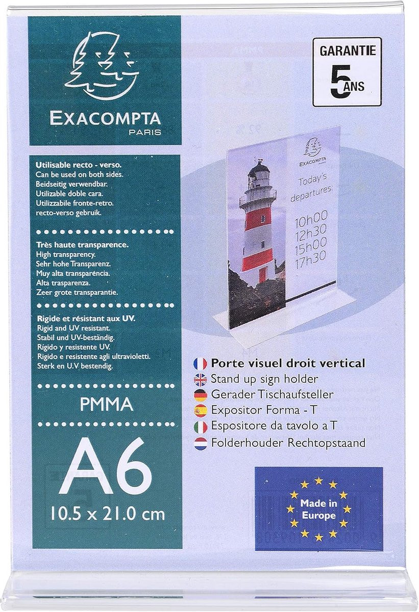 Documenthouder A6 Display standaard Kristalhelder 105 x 148 mm