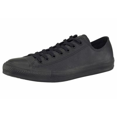 Sneaker CONVERSE "Chuck Taylor Basic Leather Ox Monocrome", Gr. 36, schwarz, Leder, Schuhe Skaterschuh Canvassneaker Sneaker low