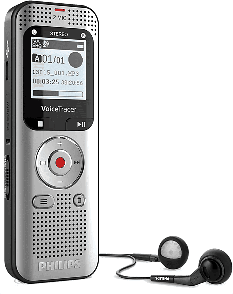 Grabadora de voz - Philips DVT2015, 8 GB, Reconocimiento voz, Negro