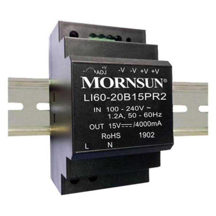 Mornsun Industrielles DIN-Schienen-Netzteil - Einzelausgang - 60 W - 12 V - 4.5 A (LI60-20B12PR2)