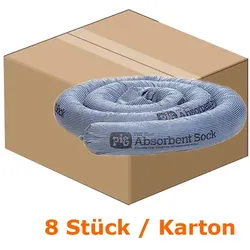 Absorptionsstrumpf PIG® BLUE-Saugstrumpf 8 Strümpfe Abmessung 8 cm x 300 cm, Absorbiert 56 L je Karton