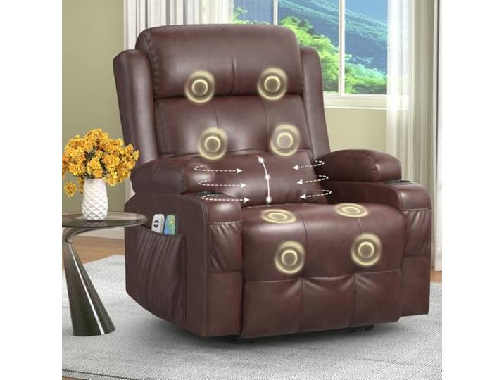 SQUEBILIFE Relaxsessel Fernsehsessel Elektrisch Verstellbar Massagesessel mit Wärmefunktion Liegefunktion Fußteil, 2 Seitentaschen Getränkehalter, TYP C & USB-Anschlüsse, TV Sessel für Wohnzimmer