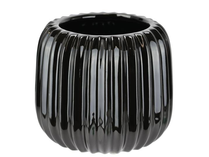 Dekovase I.GE.A. Vase aus Keramik , schwarz, B:13cm H:11cm, Keramik, Vasen, Dekovase, Dekovase Blumenvase Modern für Tischdeko Tischvase Deko Trockenblume