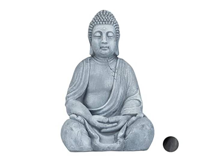 Relaxdays sitzende XL Buddha Figur, 50 cm, Feng Shui, Outdoor, Garten Dekofigur, große Zen Buddha Statue, vers. Farben