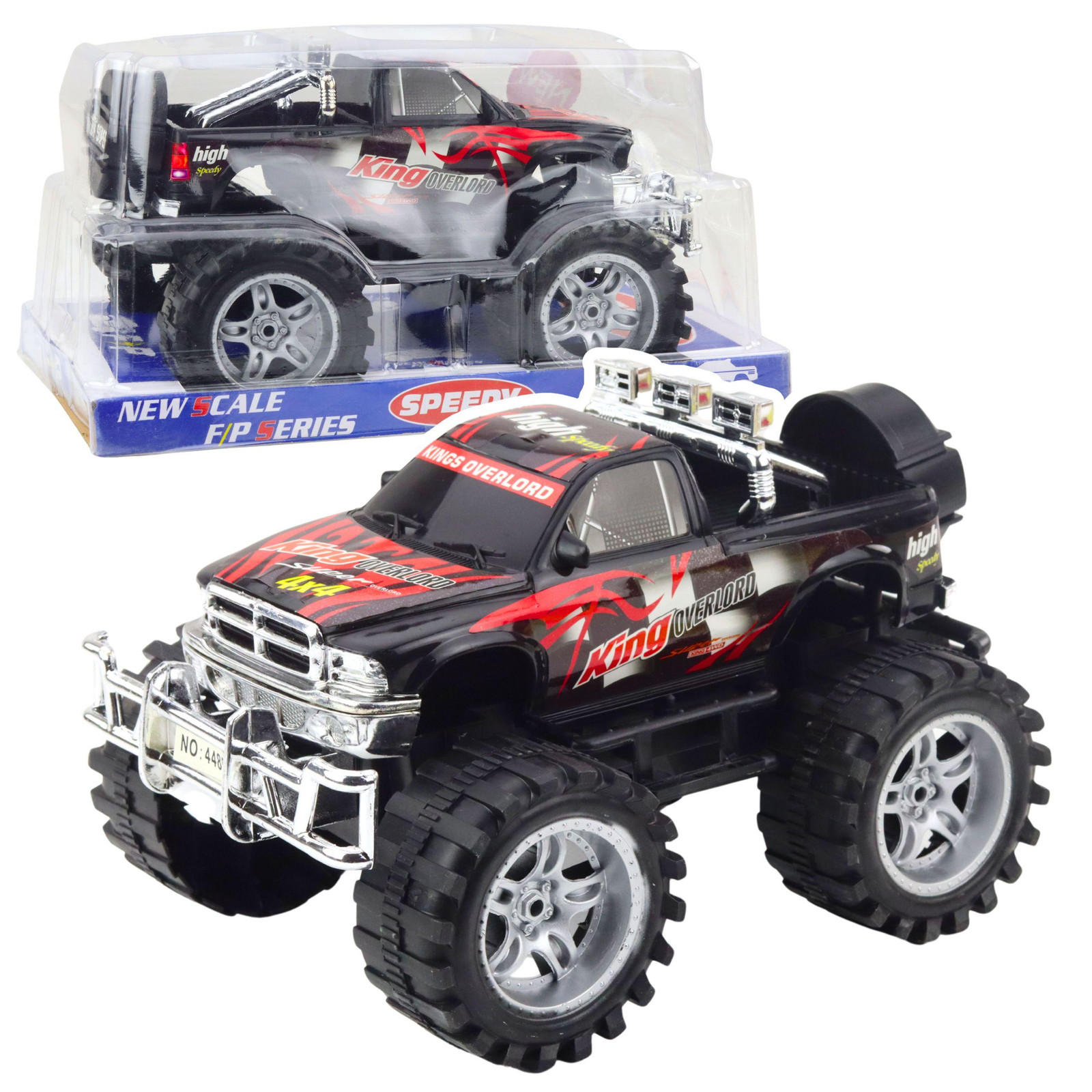 Lean Toys King terreinwagen met achterwielaandrijving, rood en zwart, 27 cm