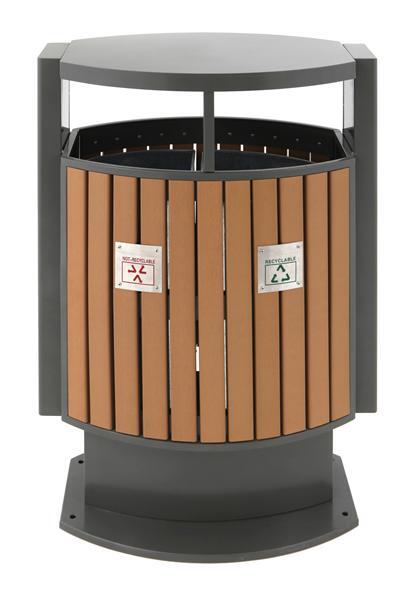 Abfallbehälter für Abfalltrennung draussen Holz Optik (31650422)