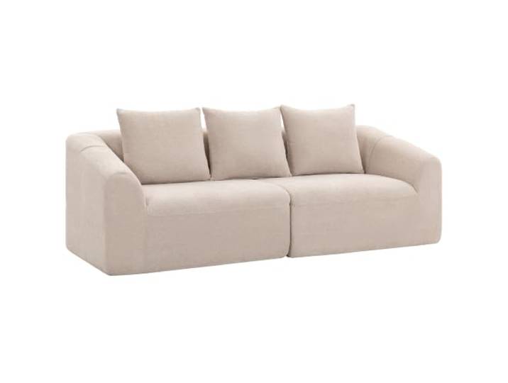 HOMCOM 3 Sitzer Sofa 225 cm Boneless Couch mit Chenille-Optik Beige Bequeme Couch, Breite Sitzfläche, 3 Kissen, Werkzeugfreie Montage, für Wohnzimmer, Schlafzimmer, Büro