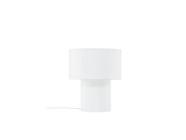 Tischlampe „Gloria“ – Lampenfuß und Lampenschirm aus edlem Leinenstoff - Weiß - Luxusbetten24