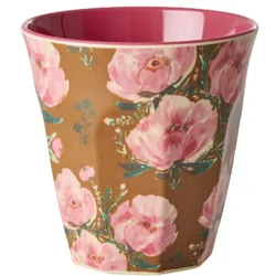RICE Melamin Becher Floral Fiesta Rose Medium, H9, Ø9 cm, 250 ml