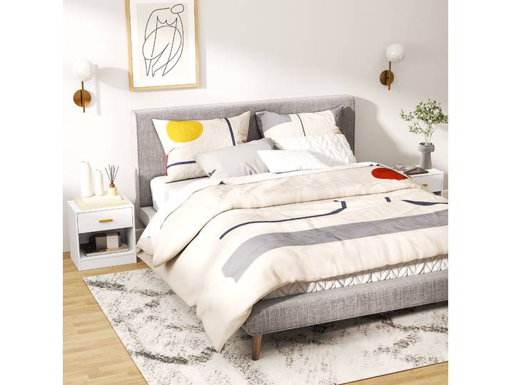 HOMCOM Set 2 Tables de Chevet Bois Blanc avec Tiroir 39x28x41 cm