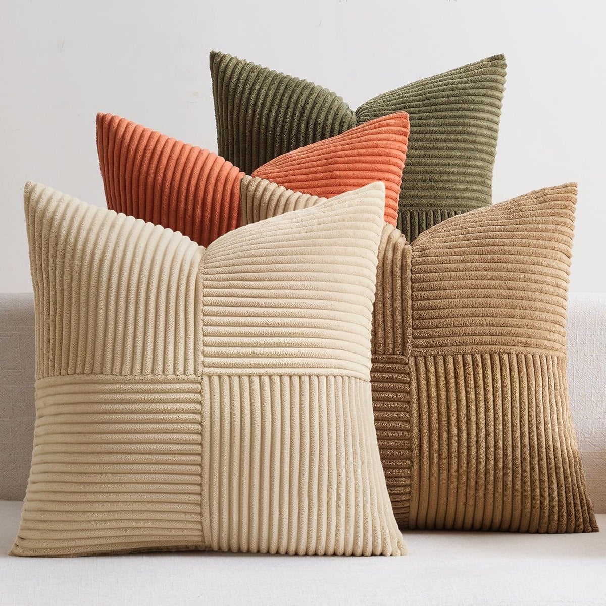 Dailygoods Set van 4 Patchwork Kussenslopen van Corduroy - 40 x 40 cm