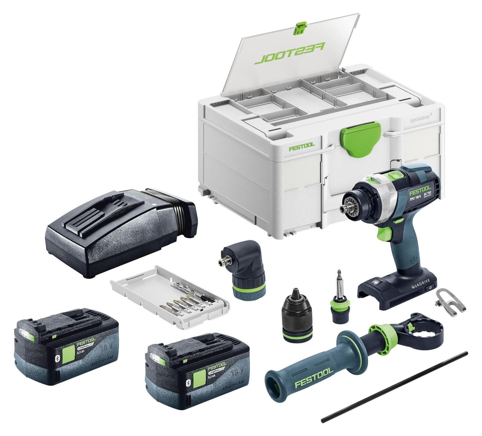 Festool TPC 18/4-Basic-Set accu-slagboormachine 18 V 75 Nm borstelloos met 2x 5,0 Ah accu en lader in Systainer