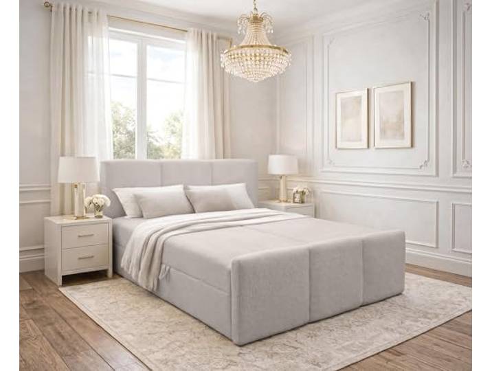 AXLIVING Boxspringbett Ankarra Beige 140x200 cm Integrierter Bettkasten. Hochwertiger Bouclé-Bezug – weich, atmungsaktiv, langlebig. Bonellfederkern. T25-Schaum.