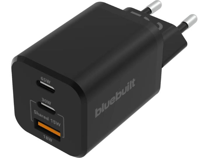 BlueBuilt Power Delivery + Quick Charge Oplader met 3 Usb Poorten 65W Zwart