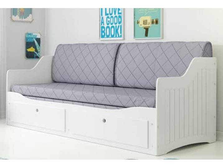 Interbeds Grand Ausziehbares Bett Kojenbett 80x200 auf 160x200 cm Tagesbett Doppelbett Schlafsofa mit 2 Schubladen, MDF & Holz, Gästebett Kinder Jugend Erwachsene (Weiß)