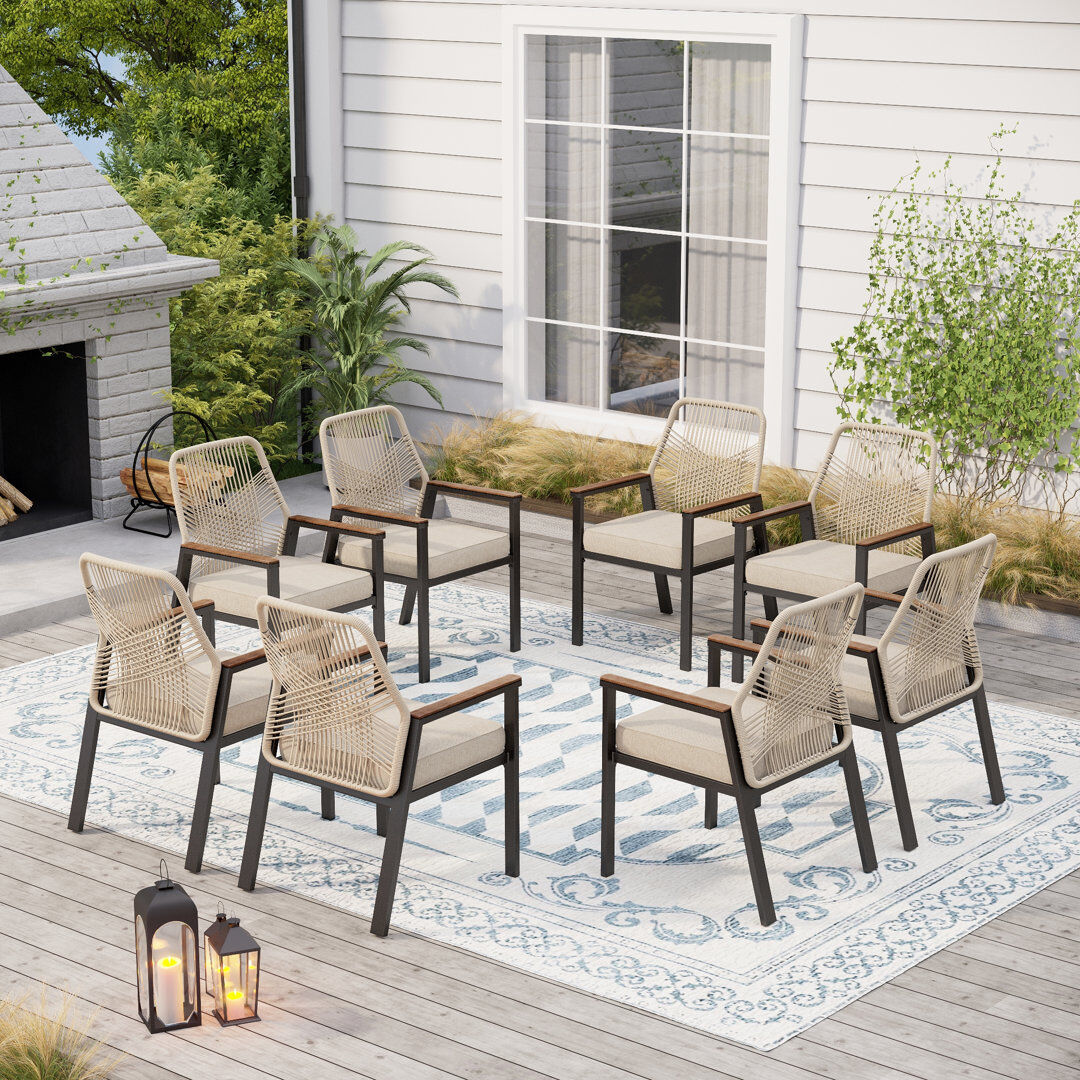Blue Elephant Patio Dining Chair Metal Rattan Chairs Black 93cm H X 59.5cm W X 62cm D