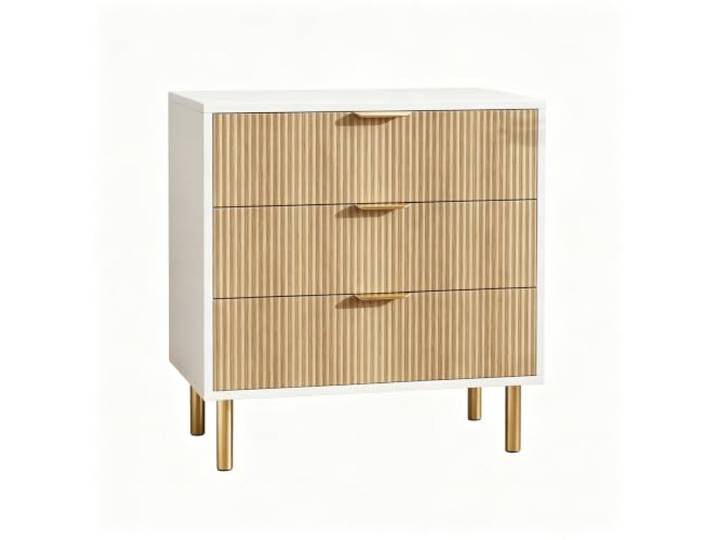 GarveeHome Kommode 71x43x76 cm Holzoptik 3 Schubladen Metallbeine Kommode 3 Schubladen 76 cm Holz Metallbeine Vintage Gold