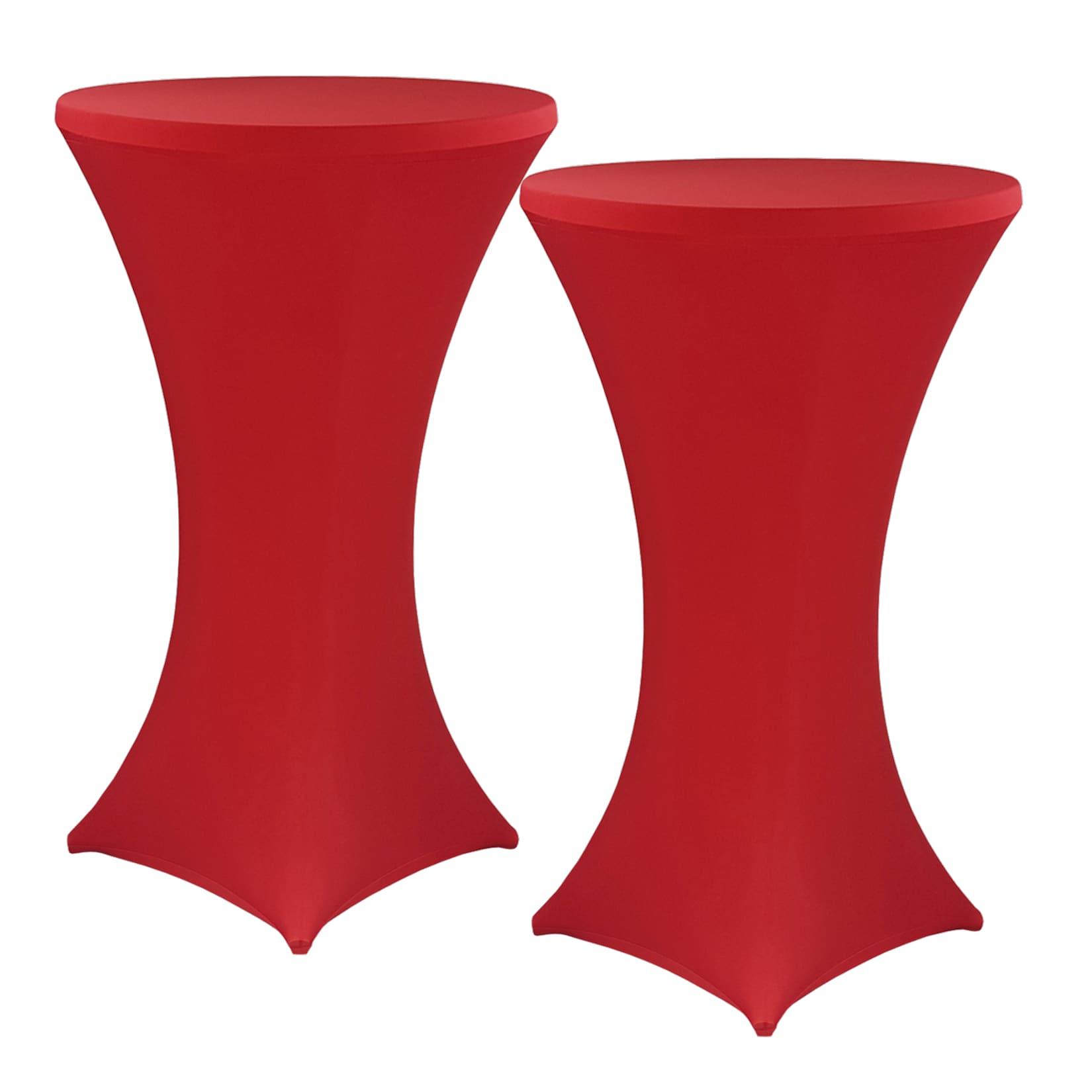 NYVI Stehtischhusse NYVIGala - Elastische Stretchhusse für Stehtische & Bistrotische Farbe:Rot;Größe:Ø 80-85 cm - 2er Set