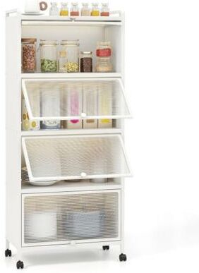 Costway 5-Tier Kitchen Baker's Rack with Flip-up PC Doors-White