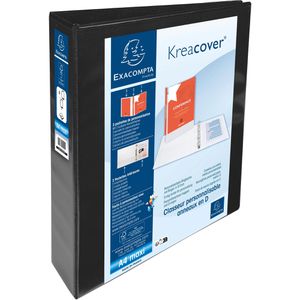 Exacompta Präsentationsringbuch 51843NE, A4, 4 Ringe, Ø 40mm, aus PP, schwarz, 3 Außentaschen