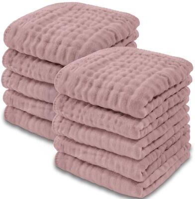 "Muslin Baby Washcloths, Soft 10""x10"" Cotton by Comfy Cubs"
