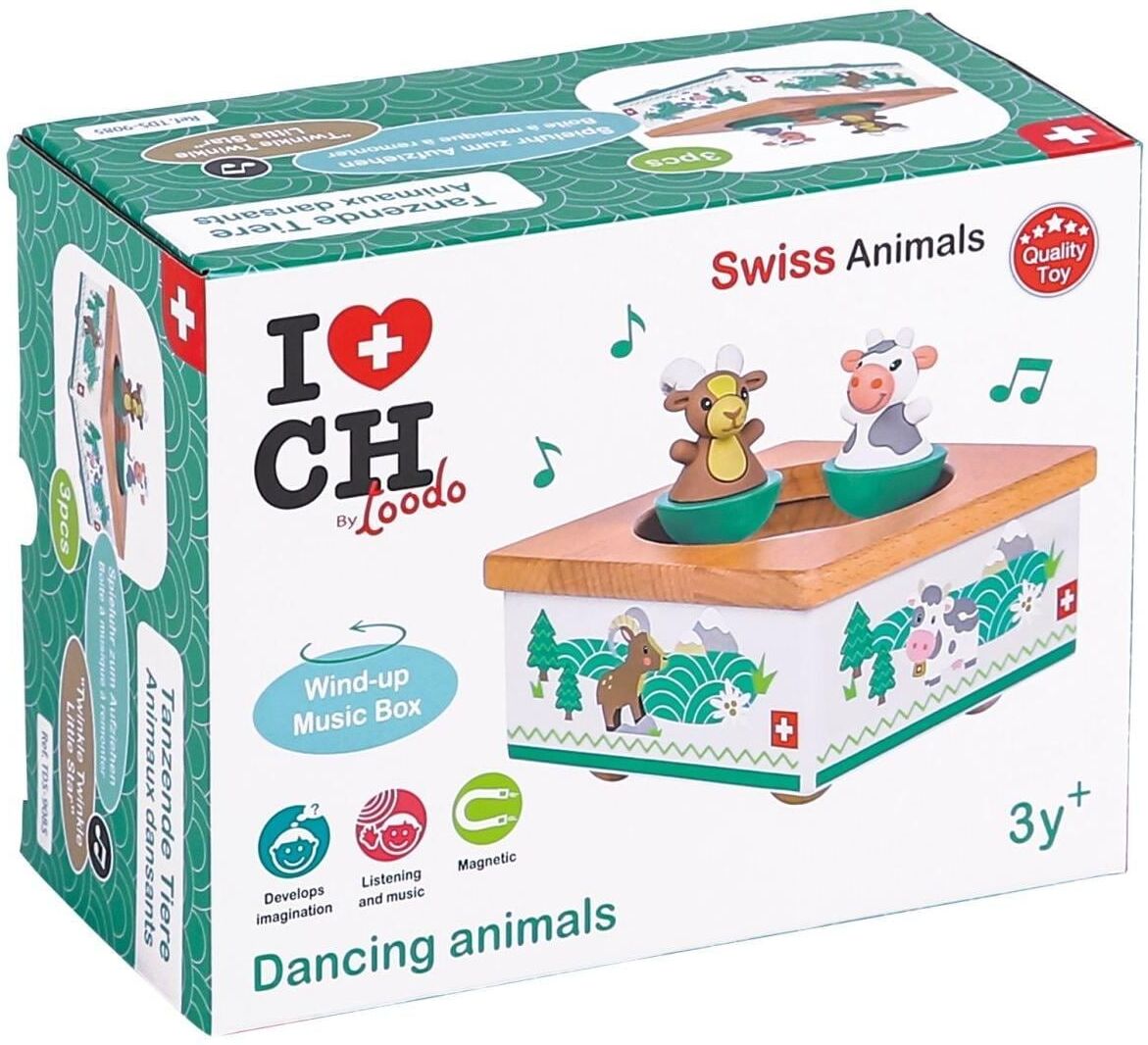 Lernspielzeug SPIELBA "Musikdose Steinbock & Kuh", Kinder, bunt (mehrfarbig), Holz, Lernspielzeug Lernspielzeug, Hochwertige Musikdose aus Holz mit beruhigender Melodie mehrfarbig Einheitsgröße