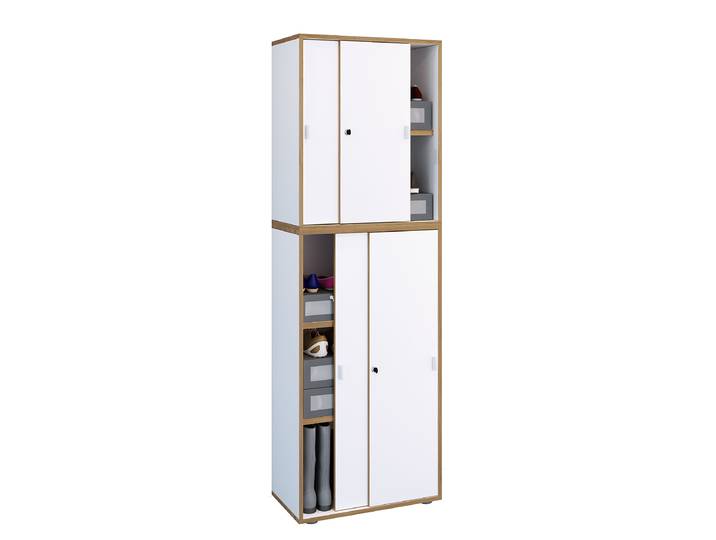 Meuble à chaussures avec portes 60cm Blanc/Blanc