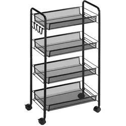 Helloshop26 - Rollwagen 45 x 26,5 x 84 cm abnehmbare Körbe arretierbare Rollen kompaktes Industrie-Design aus schwarzem Stahl