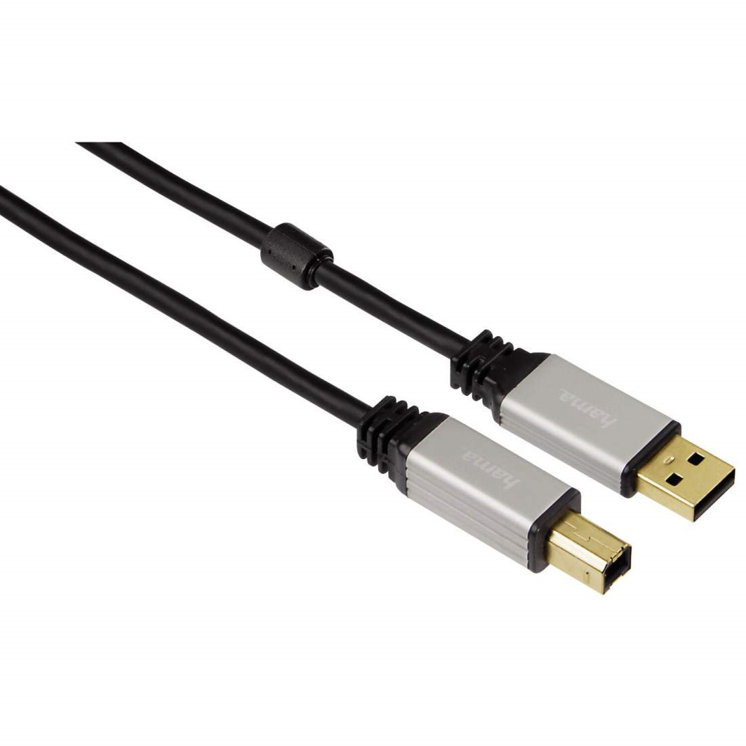 Hama USB-kabel, 1,8 meter, zwart, verguld