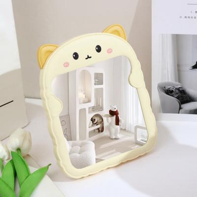Fusion Finds Cute Cat Ear Desktop Makeup Mirror Foldable Vanity Mirror For Bedroom, Desk & Travel cat Yellow