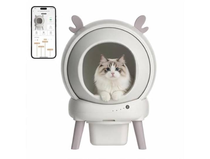 Katzenklo Selbstreinigend XXL, 65L Elektrisches Katzenklo 8L Mülleimer, Automatisches Katzenklo Mit App Steuerung, Auto Und Manuelle Modi, Sicherheitssensor, Geruchsbeseitigung Für Mehrere (05)