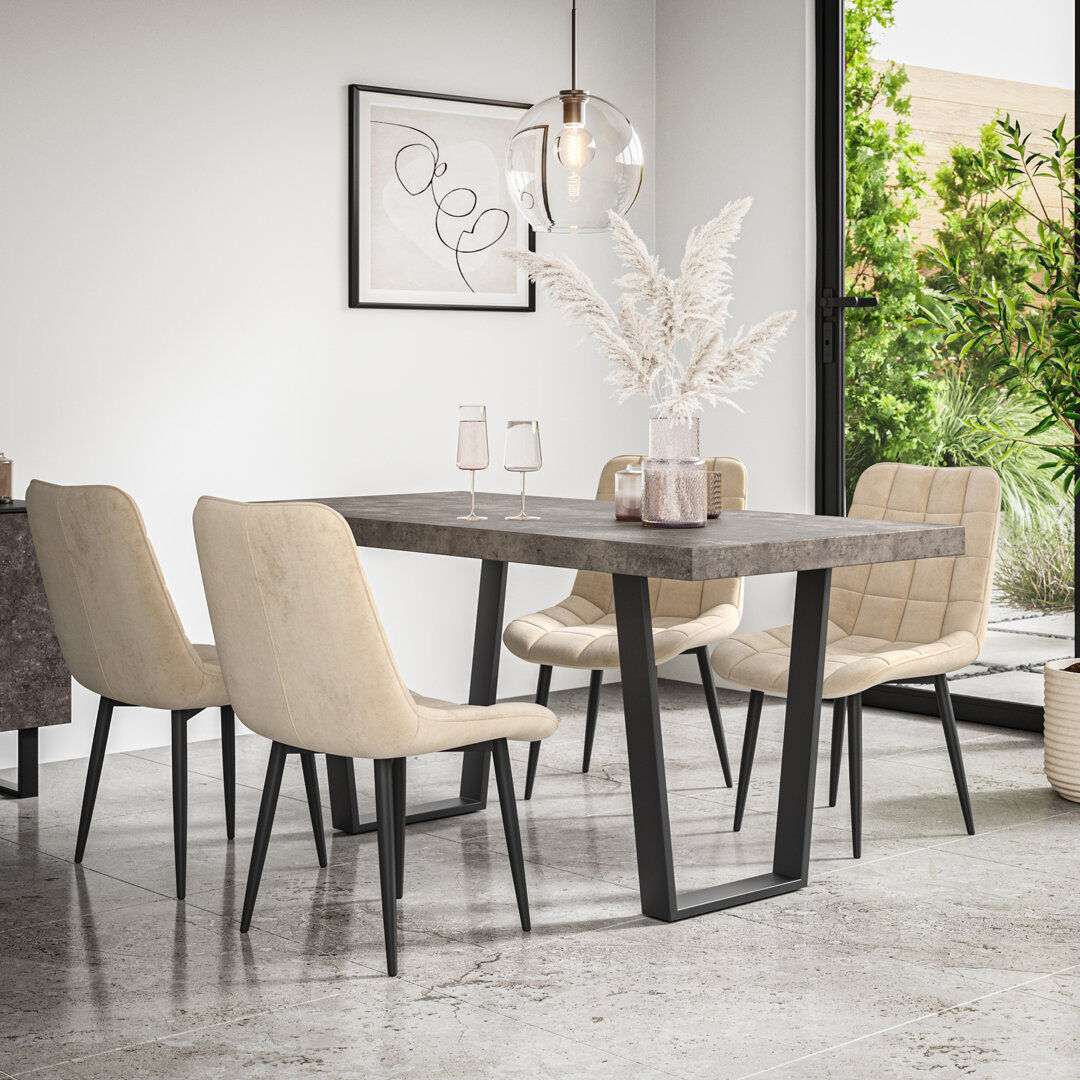 George Oliver Wapella Dining Set Grey/Black/Beige 6
