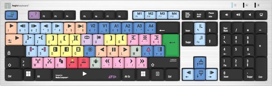 Logickeyboard LKB-MCOM4-AJPU-FR - Volle Größe (100%) - Kabelgebunden - USB - Scherenschalter - AZERTY - Silber